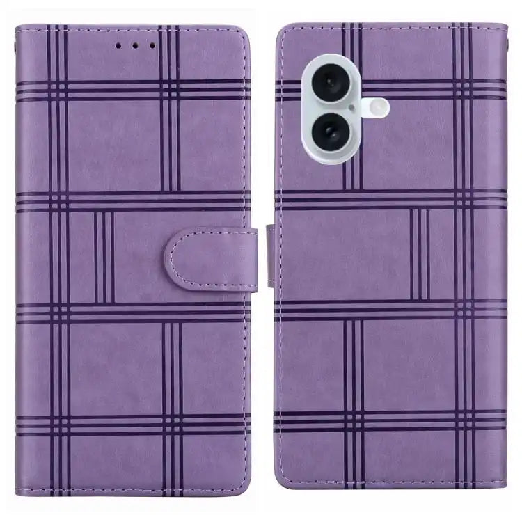Embossed Checkered Leather Phone Case