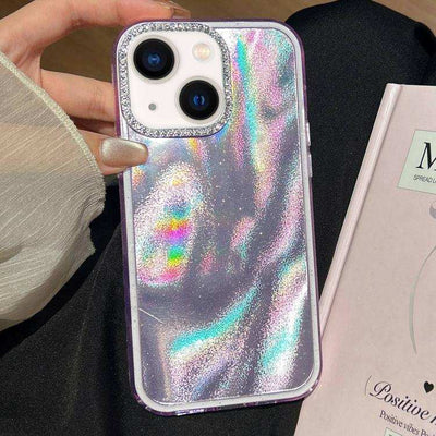 3 in 1 Diamond Lens Frame Quicksand Pattern Phone Case