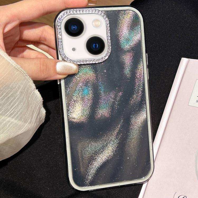 3 in 1 Diamond Lens Frame Quicksand Pattern Phone Case
