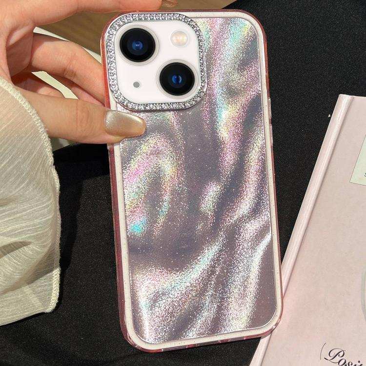 3 in 1 Diamond Lens Frame Quicksand Pattern Phone Case