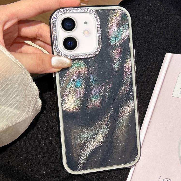 3 in 1 Diamond Lens Frame Quicksand Pattern Phone Case