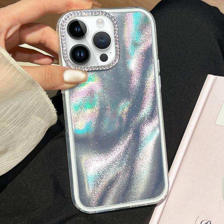 3 in 1 Diamond Lens Frame Quicksand Pattern Phone Case