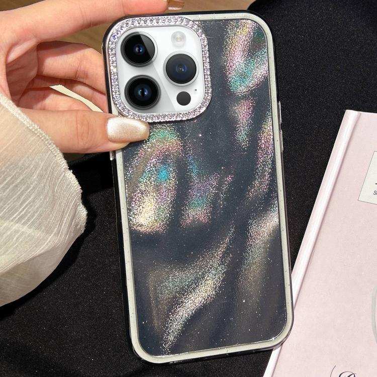 3 in 1 Diamond Lens Frame Quicksand Pattern Phone Case
