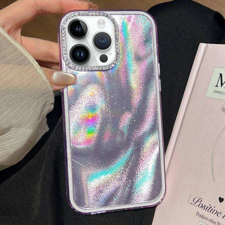 3 in 1 Diamond Lens Frame Quicksand Pattern Phone Case