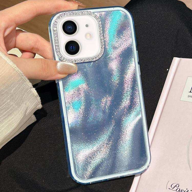 3 in 1 Diamond Lens Frame Quicksand Pattern Phone Case