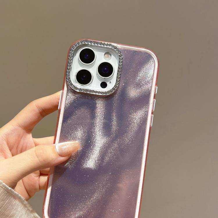 3 in 1 Diamond Lens Frame Quicksand Pattern Phone Case