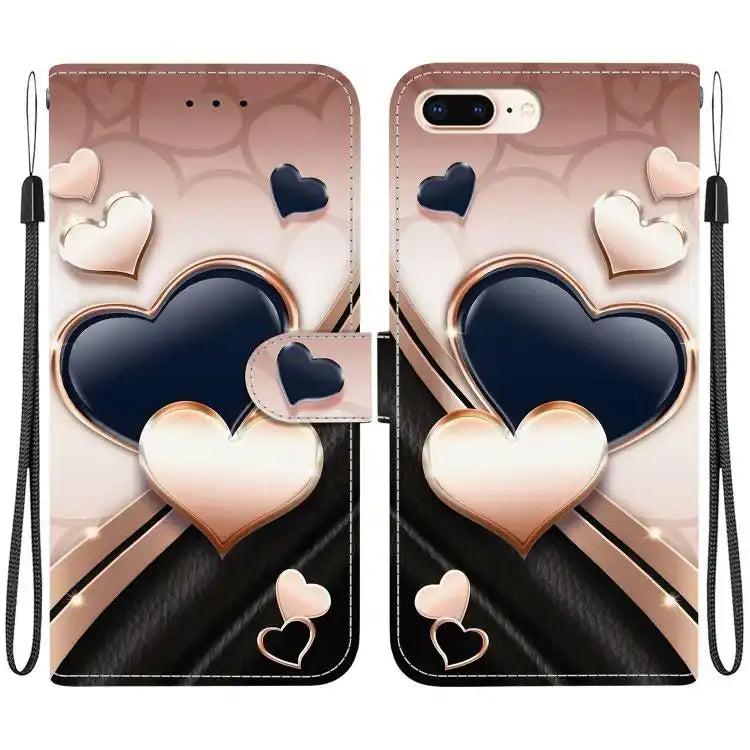 Crystal Texture Colored Drawing Leather Phone Case