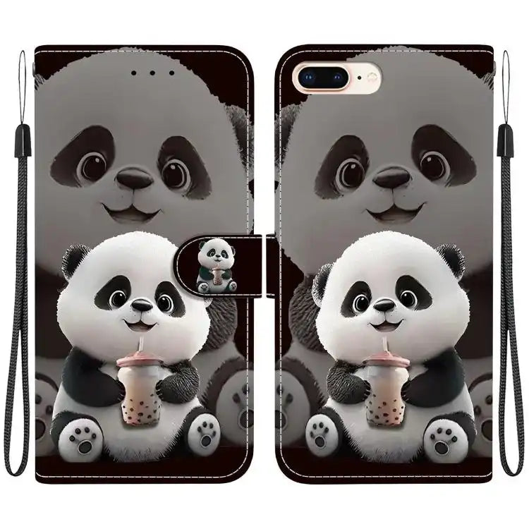 Crystal Texture Colored Drawing Leather Phone Case