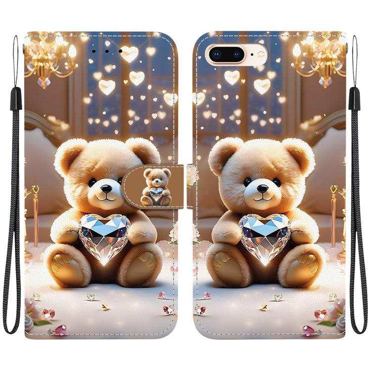 Crystal Texture Colored Drawing Leather Phone Case