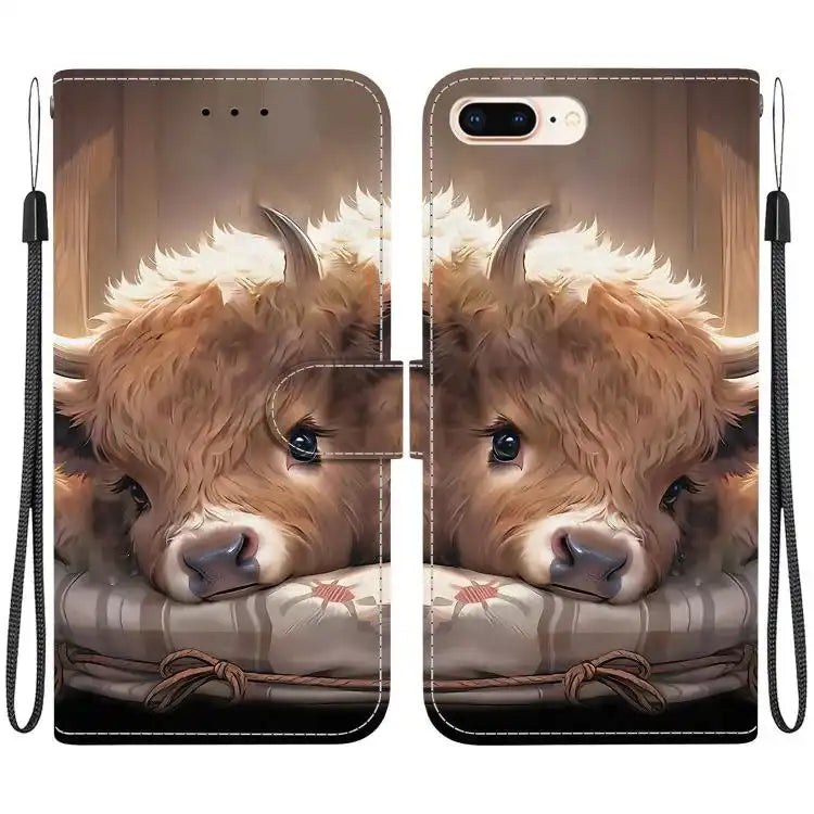 Crystal Texture Colored Drawing Leather Phone Case