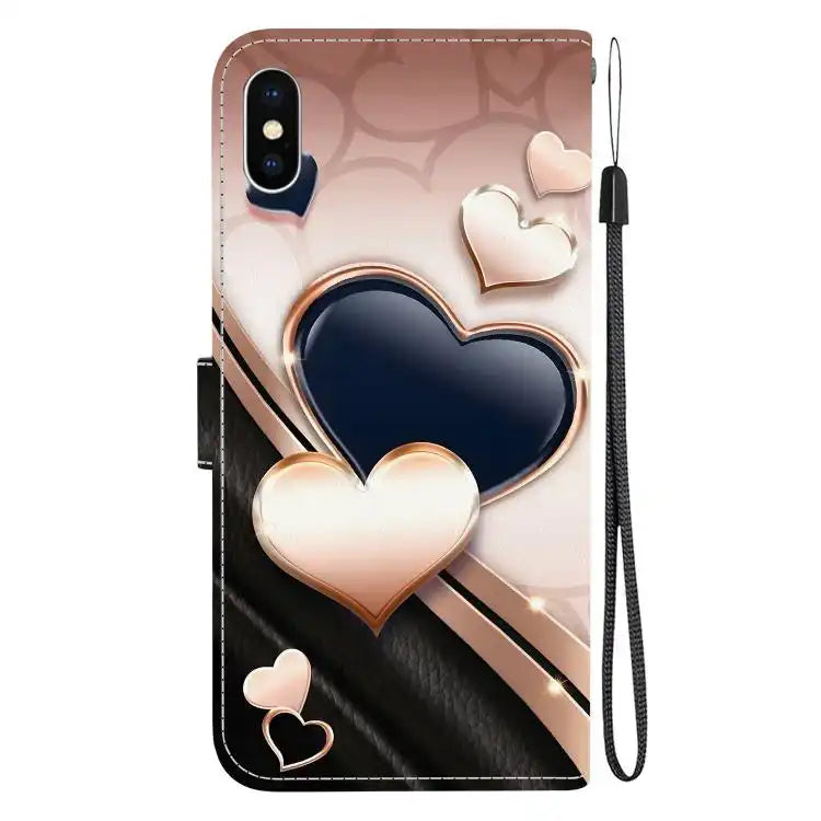 Crystal Texture Colored Drawing Leather Phone Case