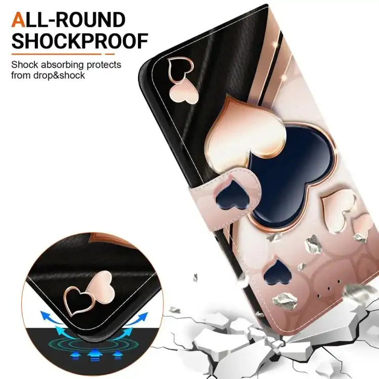 Crystal Texture Colored Drawing Leather Phone Case