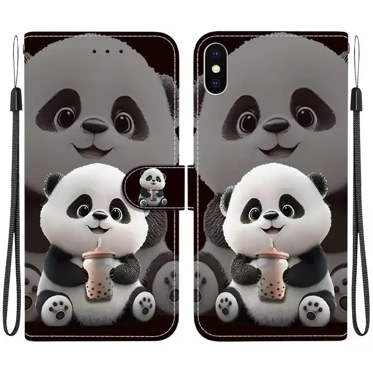 Crystal Texture Colored Drawing Leather Phone Case