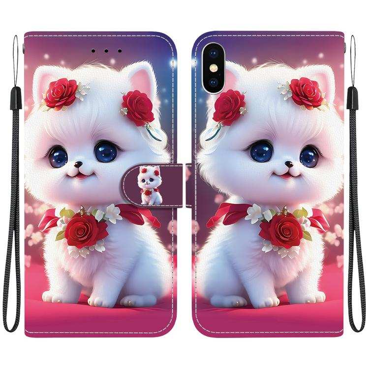 Crystal Texture Colored Drawing Leather Phone Case