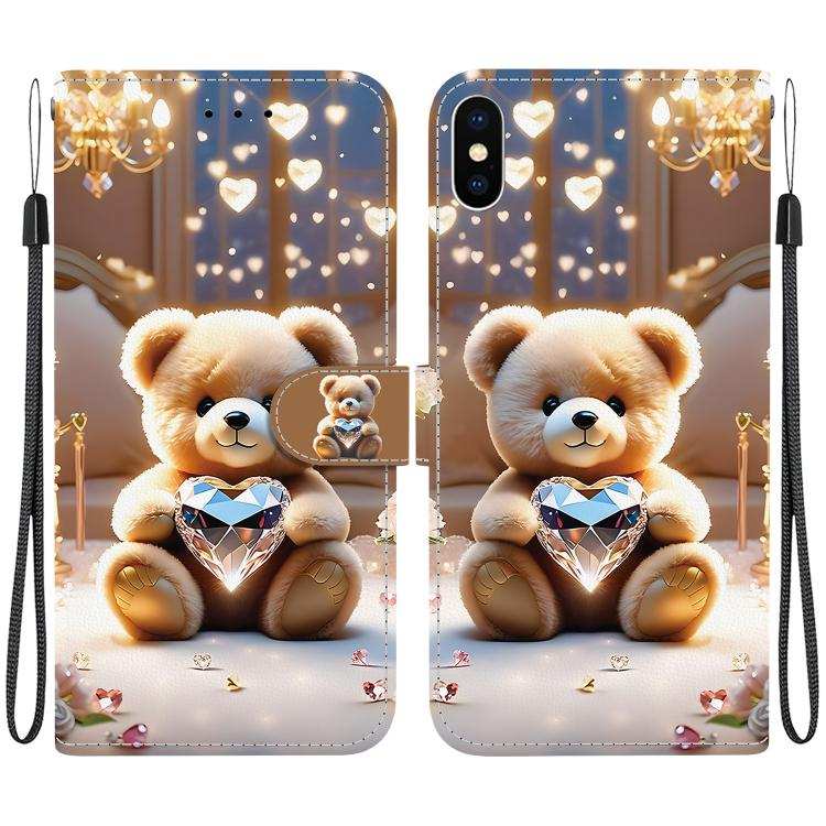 Crystal Texture Colored Drawing Leather Phone Case