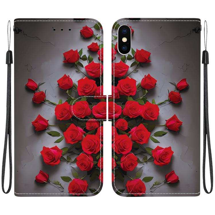 Crystal Texture Colored Drawing Leather Phone Case