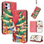 Christmas Series Buckle Leather Phone Case with Hand Strap