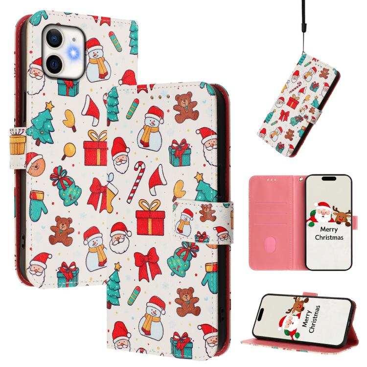 Christmas Series Buckle Leather Phone Case with Hand Strap