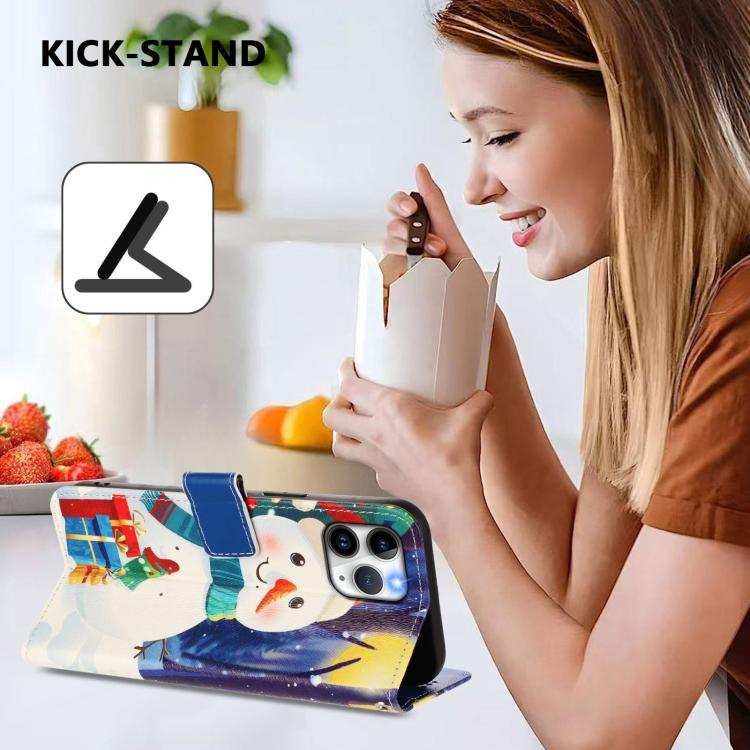 Christmas Series Buckle Leather Phone Case with Hand Strap