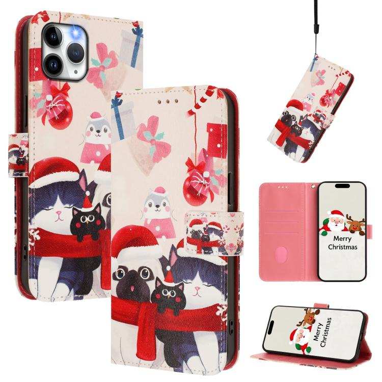 Christmas Series Buckle Leather Phone Case with Hand Strap