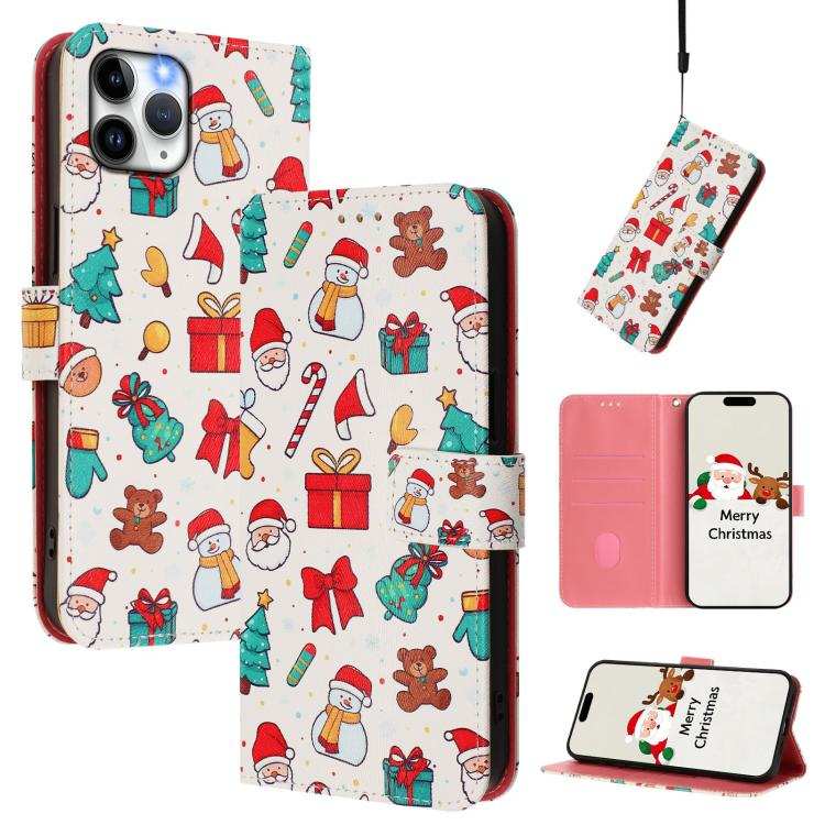 Christmas Series Buckle Leather Phone Case with Hand Strap