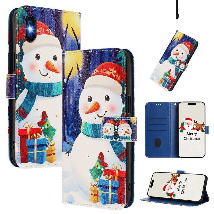 Christmas Series Buckle Leather Phone Case with Hand Strap