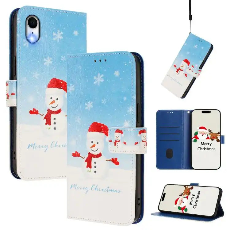 Christmas Series Buckle Leather Phone Case with Hand Strap