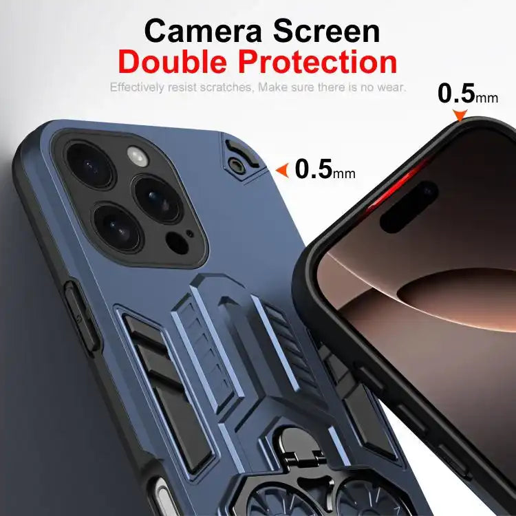 Double-Ring Holder PC Hybrid TPU Phone Case