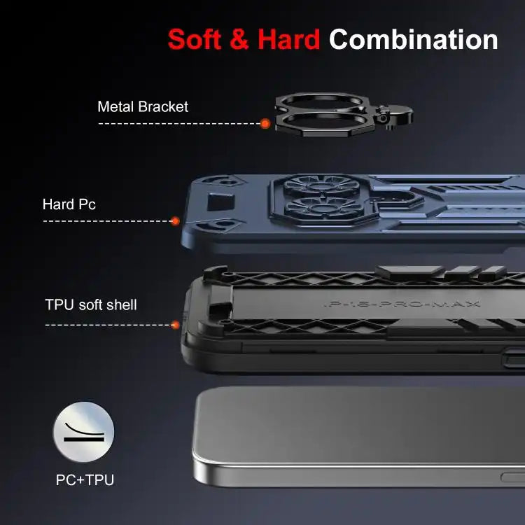 Double-Ring Holder PC Hybrid TPU Phone Case