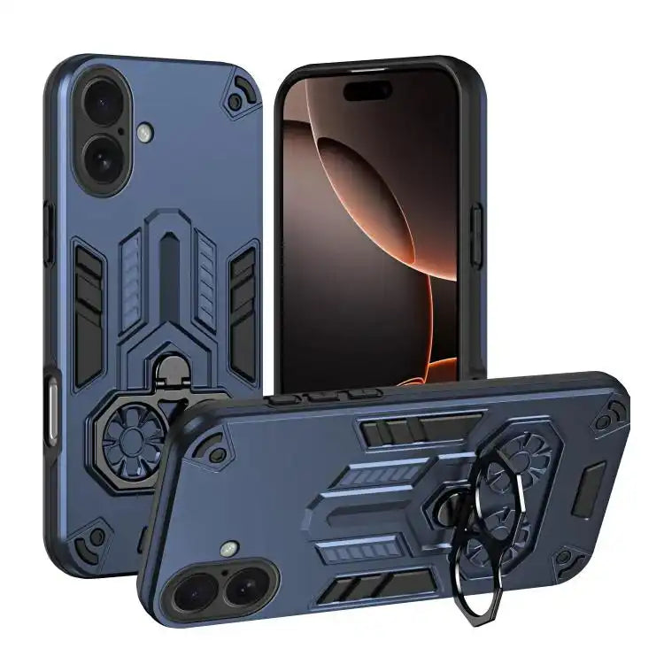 Double-Ring Holder PC Hybrid TPU Phone Case