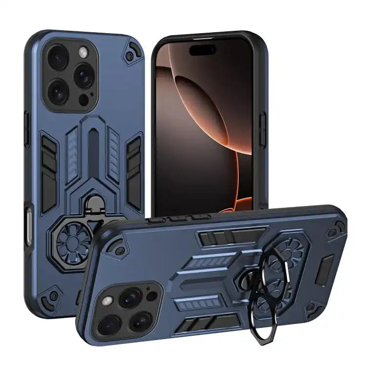 Double-Ring Holder PC Hybrid TPU Phone Case