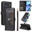Six Card Slots Buckle Leather Phone Case with Lanyard