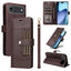 Six Card Slots Buckle Leather Phone Case with Lanyard