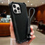 Solid Color TPU Hybrid PC Shockproof Phone Case with Wrist Strap