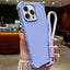 Solid Color TPU Hybrid PC Shockproof Phone Case with Wrist Strap