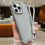 Solid Color TPU Hybrid PC Shockproof Phone Case with Wrist Strap