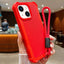 Solid Color TPU Hybrid PC Shockproof Phone Case with Wrist Strap