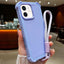 Solid Color TPU Hybrid PC Shockproof Phone Case with Wrist Strap