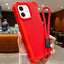 Solid Color TPU Hybrid PC Shockproof Phone Case with Wrist Strap