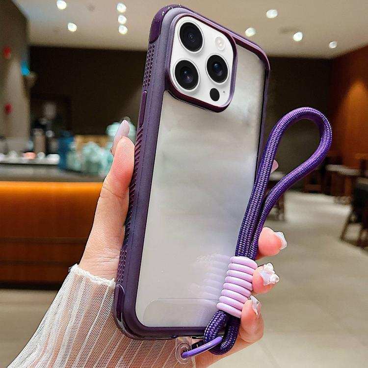 Solid Color Edge Transparency Acrylic TPU Phone Case with Wrist Strap