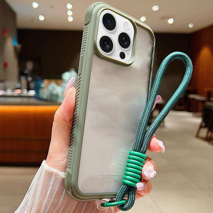Solid Color Edge Transparency Acrylic TPU Phone Case with Wrist Strap