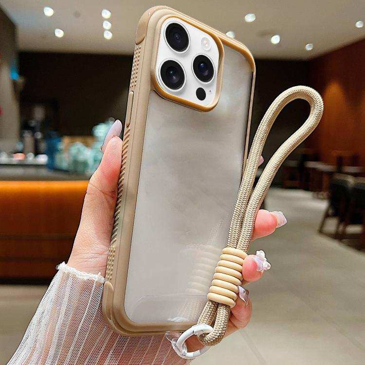 Solid Color Edge Transparency Acrylic TPU Phone Case with Wrist Strap