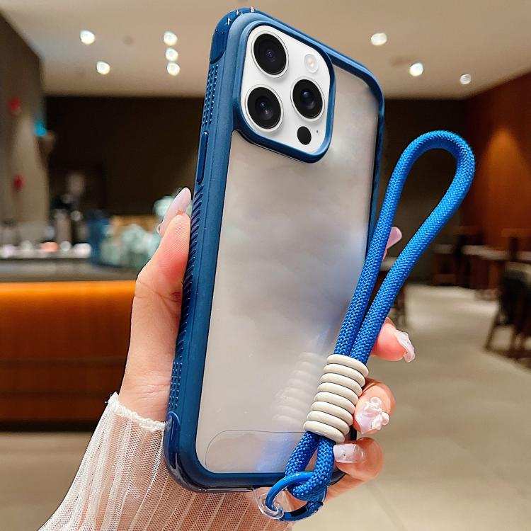 Solid Color Edge Transparency Acrylic TPU Phone Case with Wrist Strap