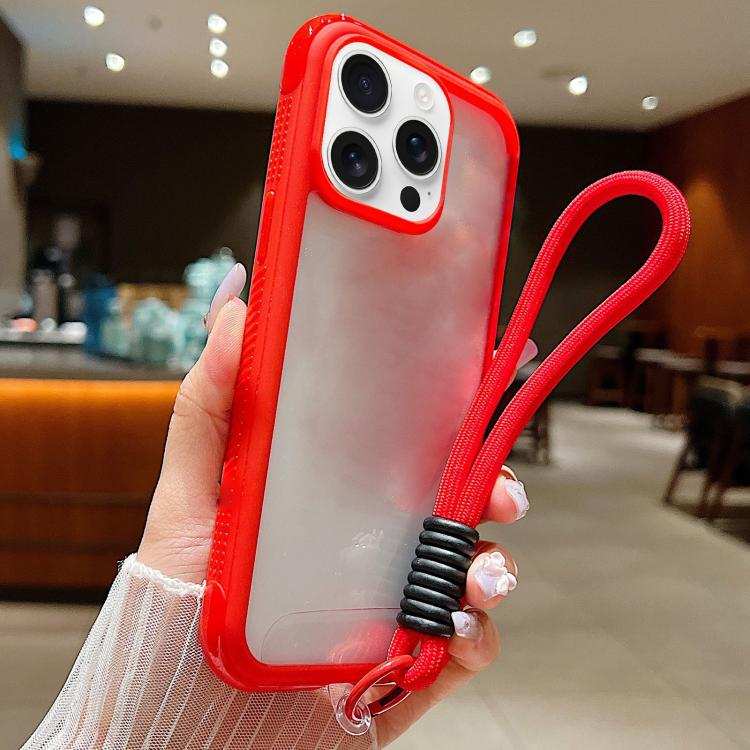 Solid Color Edge Transparency Acrylic TPU Phone Case with Wrist Strap