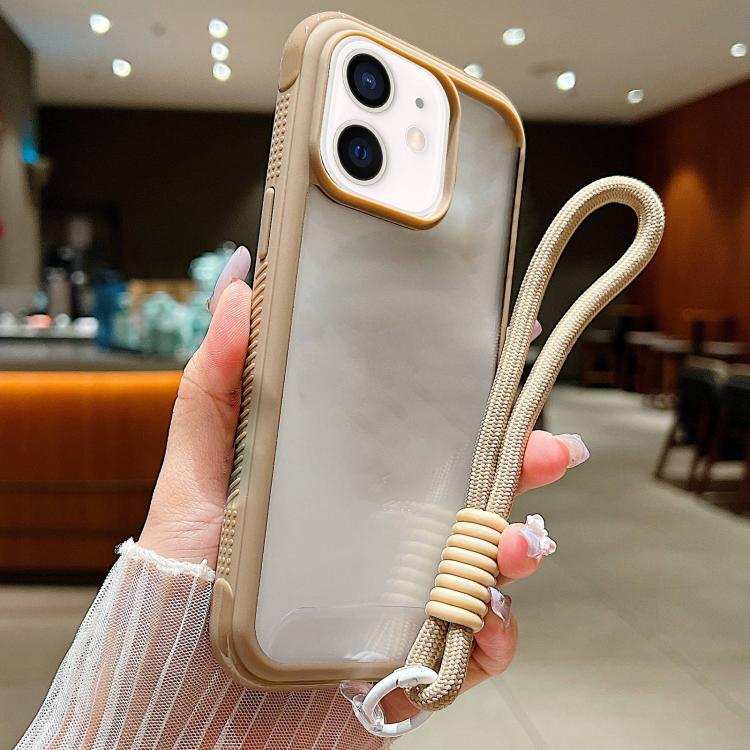 Solid Color Edge Transparency Acrylic TPU Phone Case with Wrist Strap