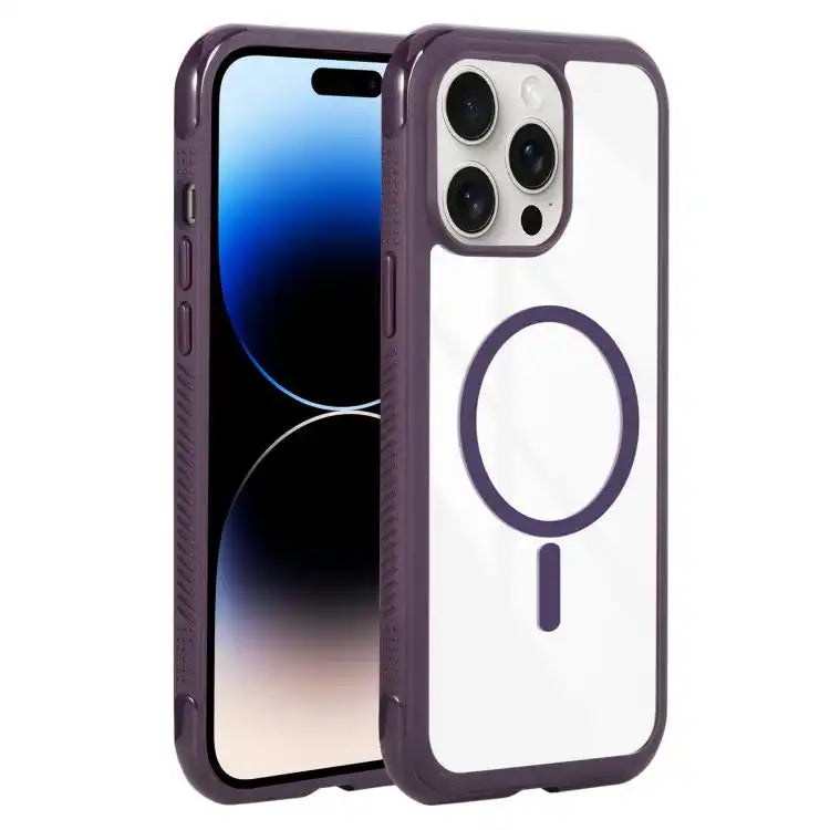 Solid Color Edge Transparency MagSafe Magnetic Phone Case