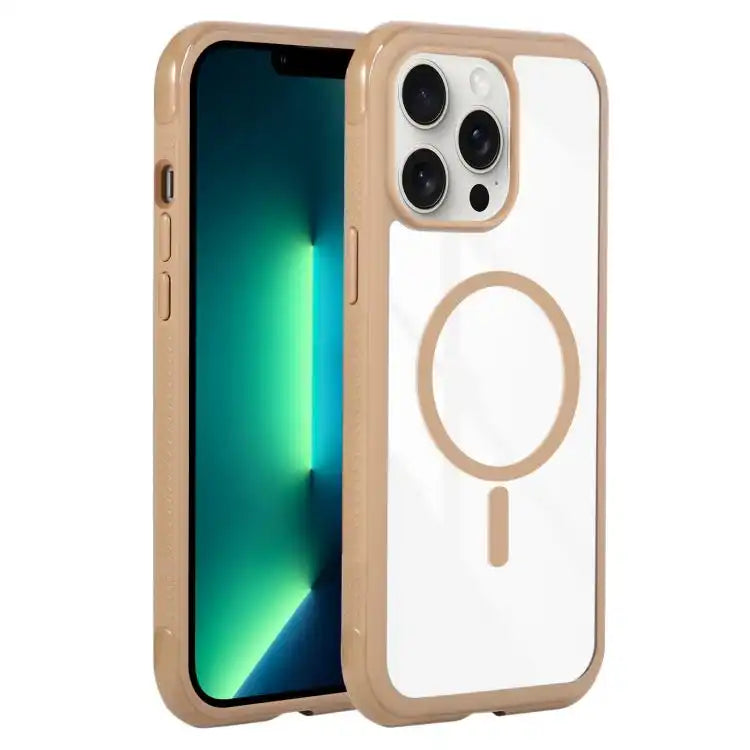 Solid Color Edge Transparency MagSafe Magnetic Phone Case