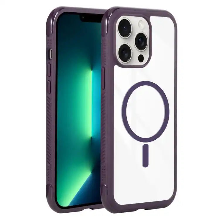 Solid Color Edge Transparency MagSafe Magnetic Phone Case