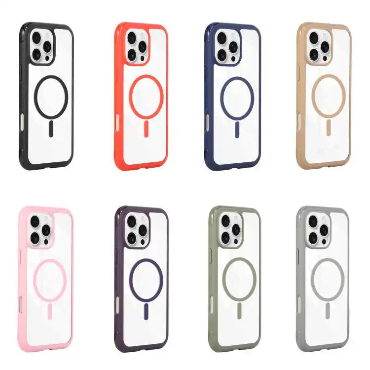 Solid Color Edge Transparency MagSafe Magnetic Phone Case