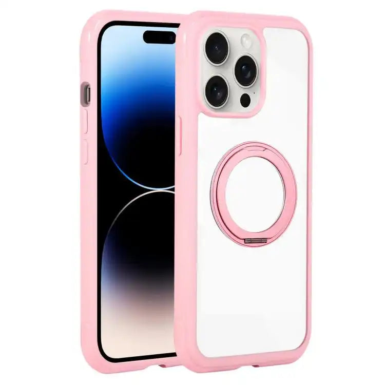 Solid Color Edge Transparency Rotation Holder MagSafe Phone Case